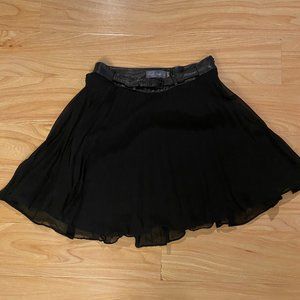 Costa Blanca Black Pleated Skirt with Pleather Belt Size 2